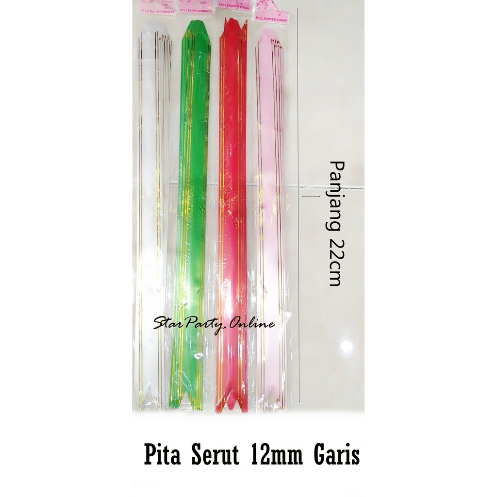 Pita Serut Harga per 10 pcs 12mm Bunga /Garis