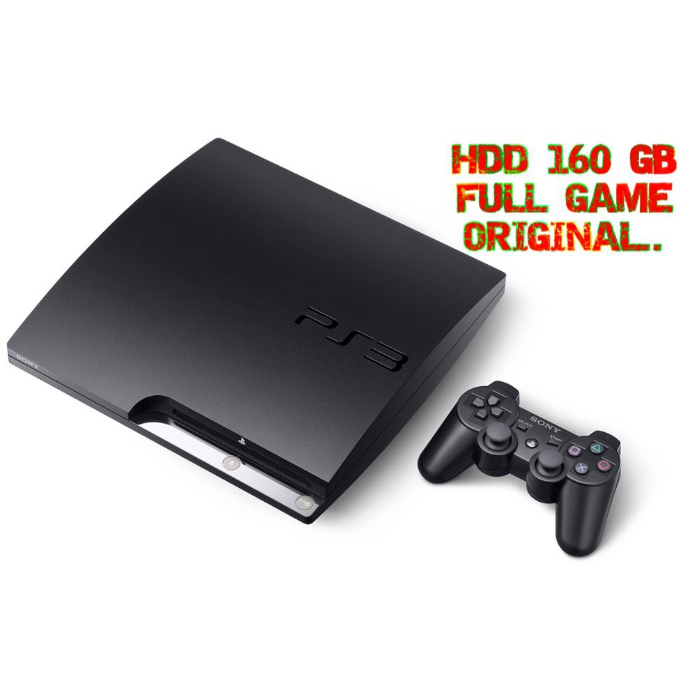 Murah !!! Playstation Ps3 Sony Slim Hdd 160 Gb + Stick Wereless + Full Game Original