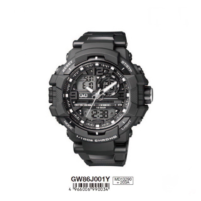 Q&amp;Q GW86 Dualtime Jam Tangan Pria Original Rubber Strap GW86J QQ GW86 QnQ GW 86 Water Resist