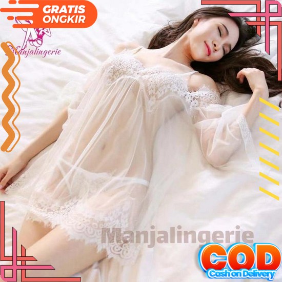 Linjeri Set Sexy Kimono Lingerie Transparan Dress Sutra Premium Daster Seksi Baju Seksi Wanita Hot T