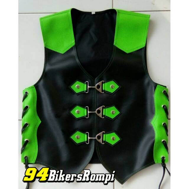 Rompi bikers - rompisemikulit - rompi koboy hijau