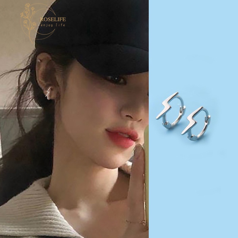 Roselife 1 Pasang Anting Tusuk Gantung Sterling Silver 925 Desain Hati + Bintang Gaya Korea Untuk Wanita