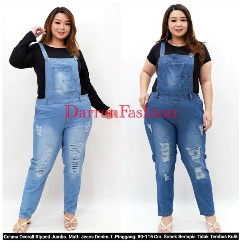CELANA PANJANG OVERALL RIPPED JEANS JUMBO/CELANA MONYET MURAH/OVERALL MURAH