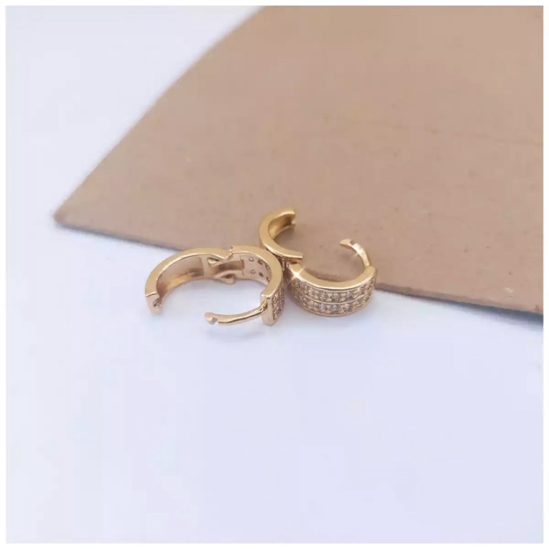 anting jepit wanita baris2 gold lapis emas