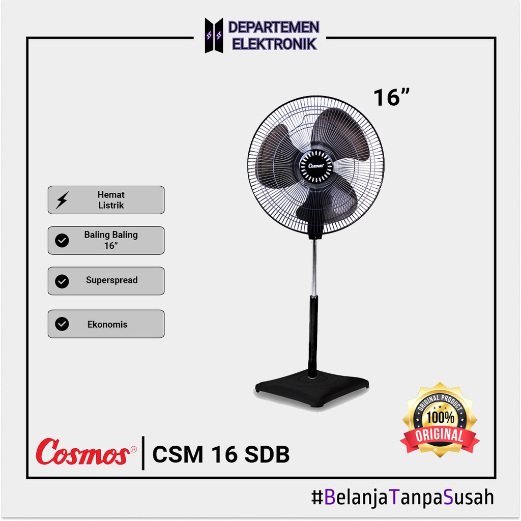 Stand Fan Kipas Angin Berdiri COSMOS 16 SDB - EKONOMIS MURAH BANGET / GARANSI RESMI