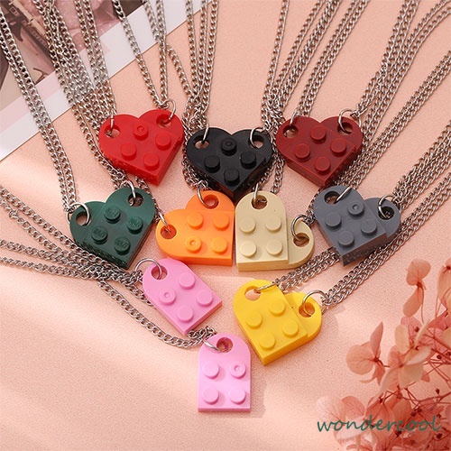 Kalung Rantai Liontin Hati Lego Lucu Untuk Pasangan / Pria / Wanita-Won