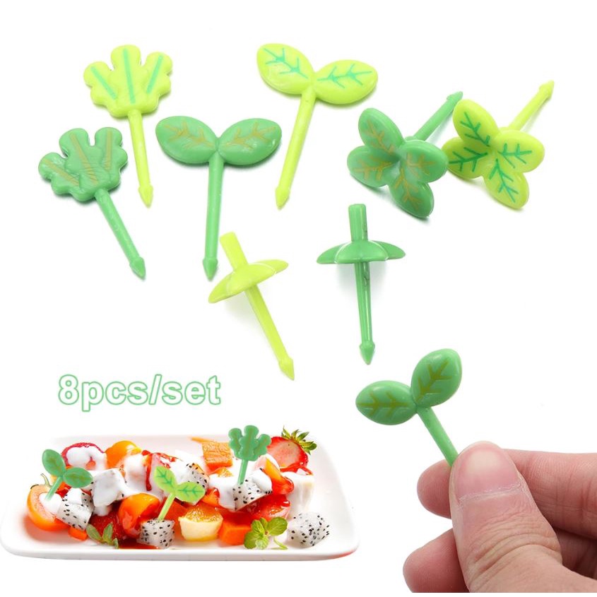 [DEASHOP] GARPU BUAH MODEL DAUN / DESSERT FORK / GARPU ANAK / HIASAN BEKAL MAKAN ANAK / TUSUKAN BENTO BUAH ANAK / CHILDREN FRUIT FORK DECORATION DESSERT TOOTHPICKS