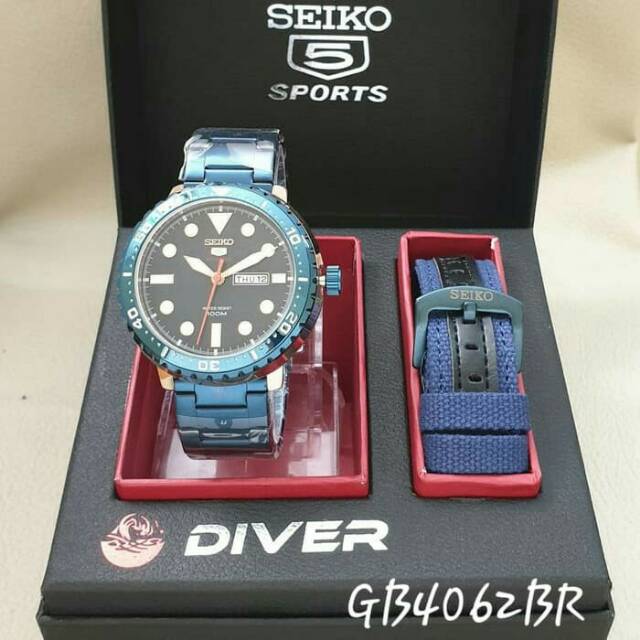 GROSIRAN JAM TANGAN SEIKO DIVER SD4062 LV PAKET STAINLESS TANGGAL HARI AKTIF - JAM TANGAN PRIA + BOX