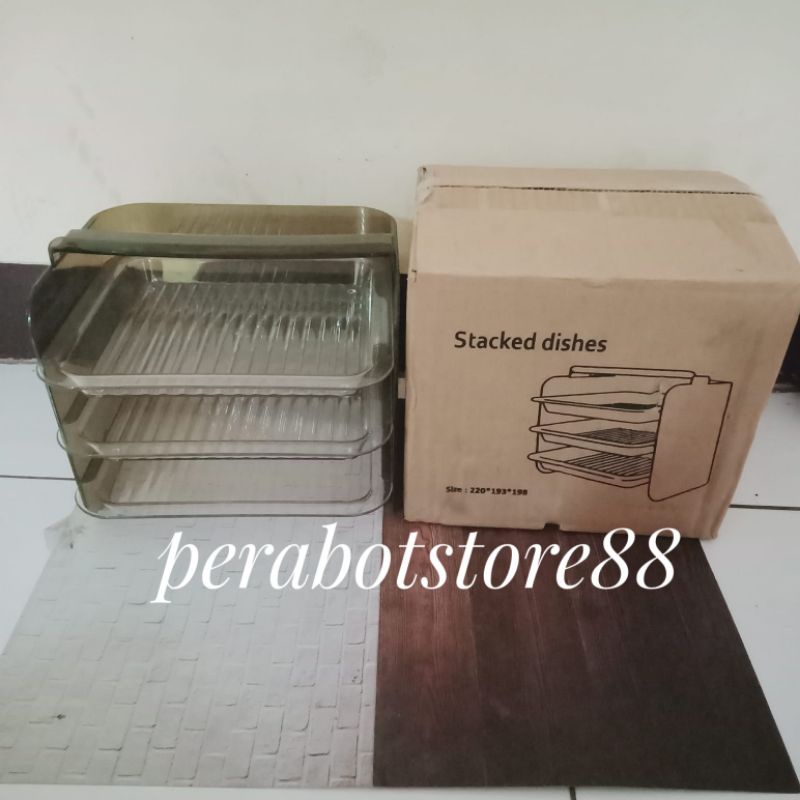 tray susun transparan serbaguna/rak makan 3 susun rak dapur YUNDAI