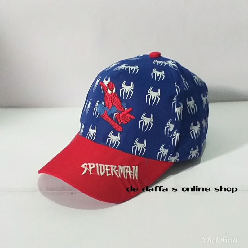 Topi anak baseball karakter spiderman marvel bordir full printing