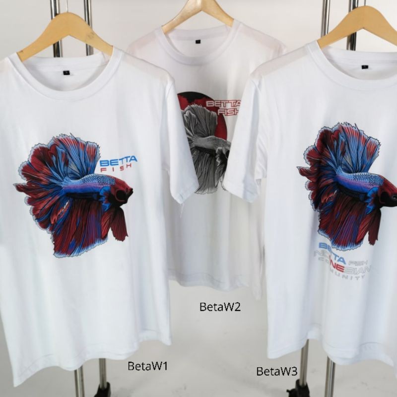 Kaos Betta Fish Cupang Tshirt Putih