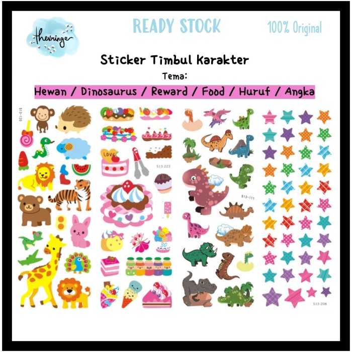 

STICKER TIMBUL KARAKTER 3D Puffy Stiker Anak Murah Reward Sticker