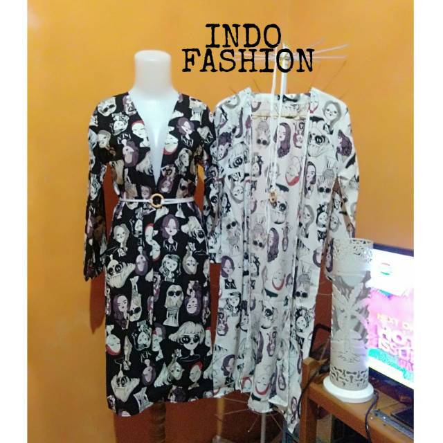 long cardigan motif retro