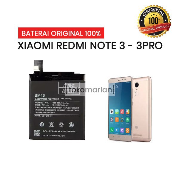 Baterai Tanam Xiaomi Redmi Note 3 / 3 Pro Original 100%