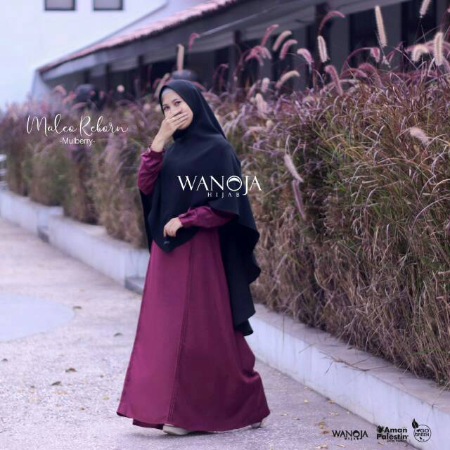 Gamis Syari Dress Muslim Polos Busui Premium Abaya Terbaru Jumbo MALEO Katun Madinah Wanoja Hijab