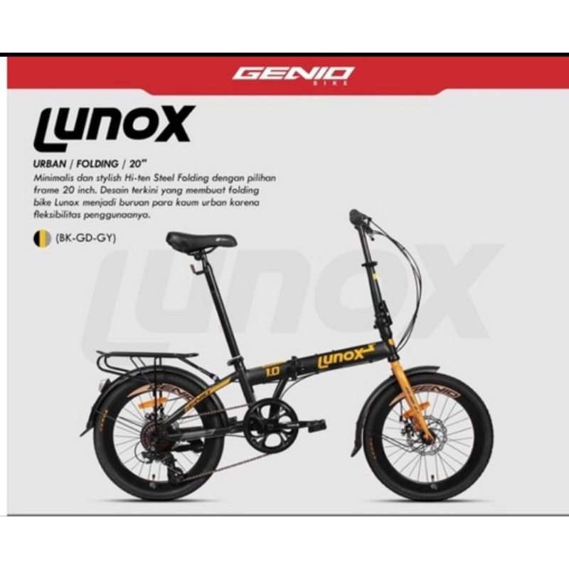 Sepeda lipat Genio Lunox 20 dan 16 inch  7 speed rem cakram