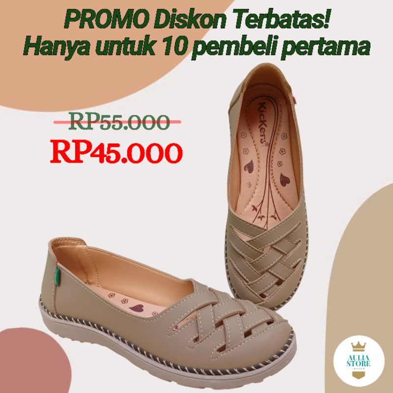 sepatu wanita  slip on kode anyam, Tersedia size jumbo/big size 41_45