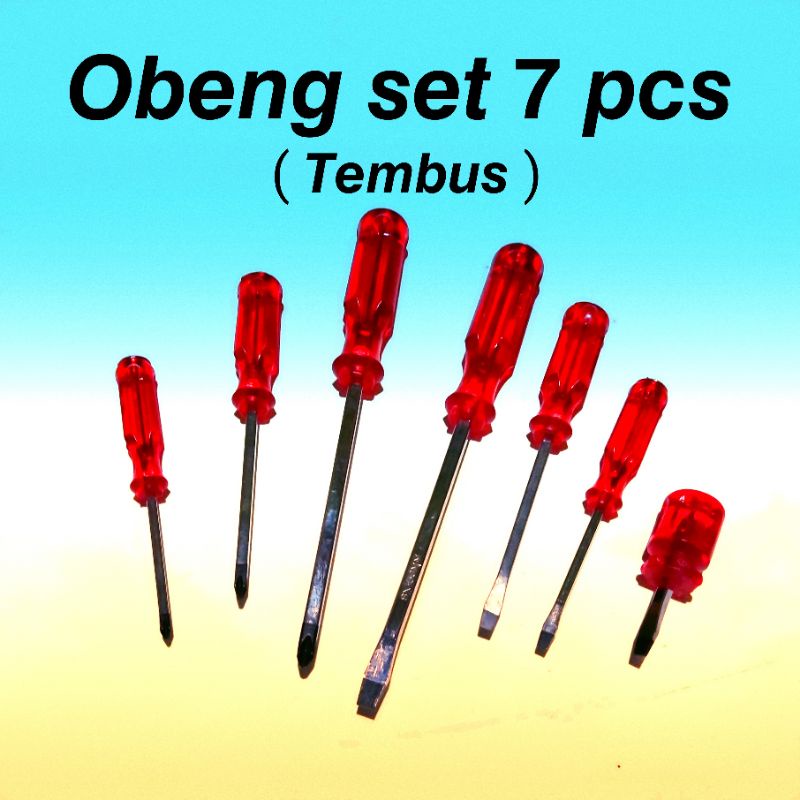 Obeng set plus/minus 7pcs / Obeng magnet panjang+pendek/cebol 4 cm set