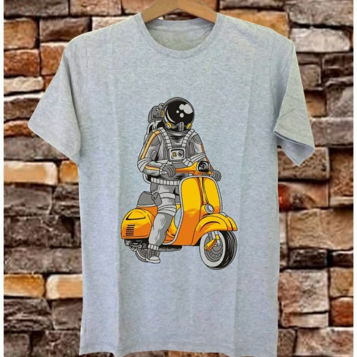 FashMarket Kaos Distro Astronot Vespa  Baju Kaos Distro Pria Kaos Distro Murah Kaos Abu Abu