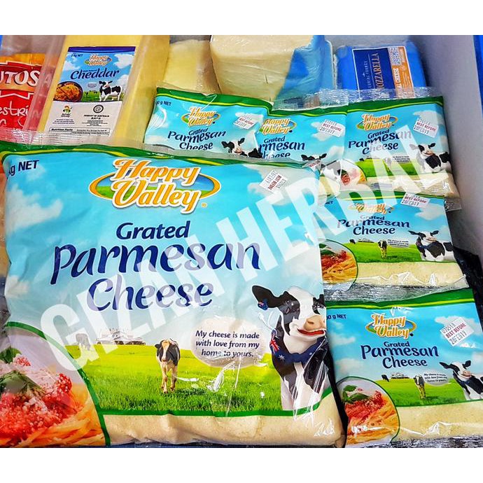 

KEJU/CHEESE PARMESAN HALAL IMPOR AUSTRALIA 1 KG MERK HAPPY VALLEY
