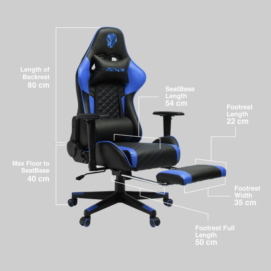 Rexus RGC100 Max / RGC-100 Max Premium Gaming Chair With Footrest