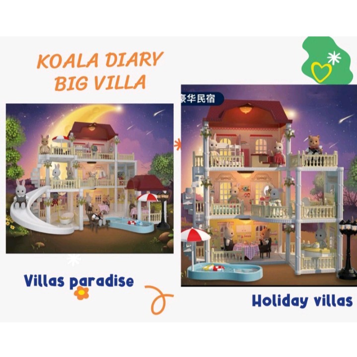 mainan rumah boneka sylvanian families alike - koala luxury villa paradise