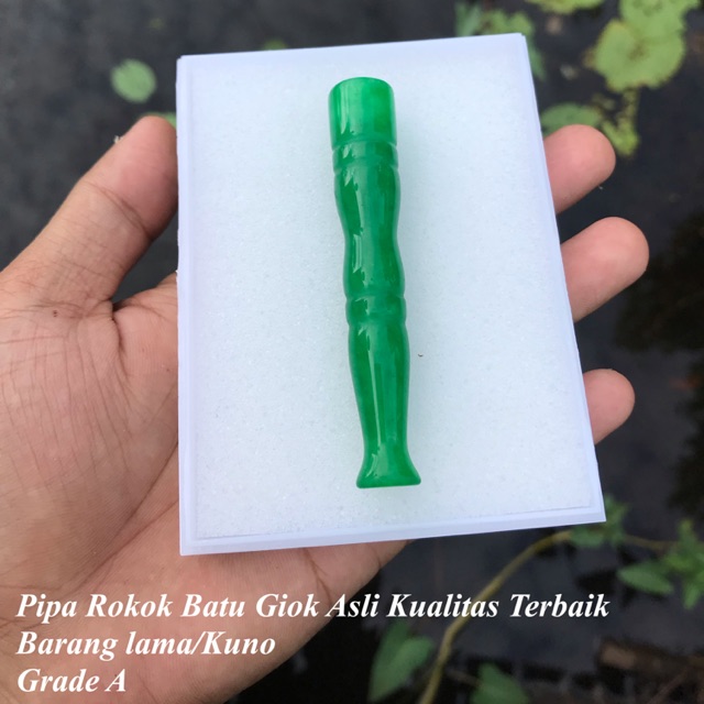 Pipa Antik Batu Giok Lama Asli Kualitas A Langka