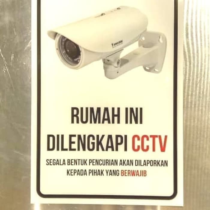 

sign stiker rumah ini dilengkapi cctv / sticker cctv rumah - Putih, 30x20