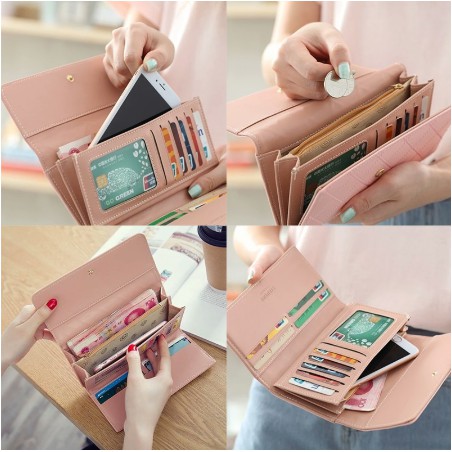 Dompet Panjang Lipat Bahan Kulit PU Kapasitas Besar Dengan Fashion Dompet Wanita Kode-#87