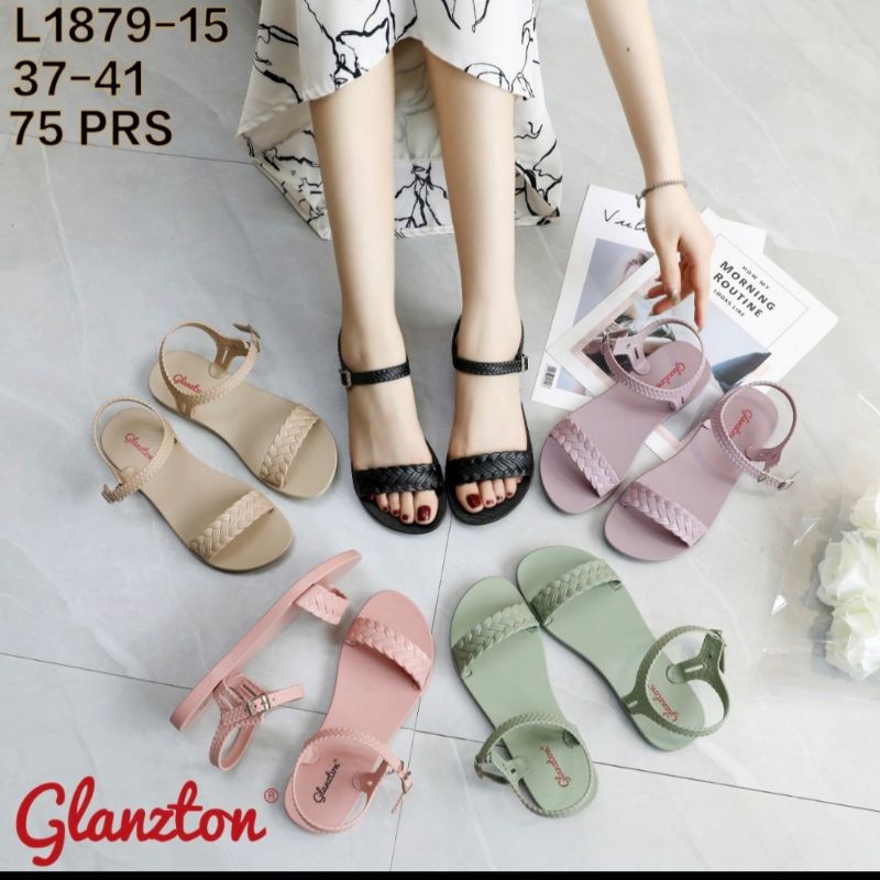 1879 15 GLANZTON Sandal Wanita Jelly motif Tali Tikar