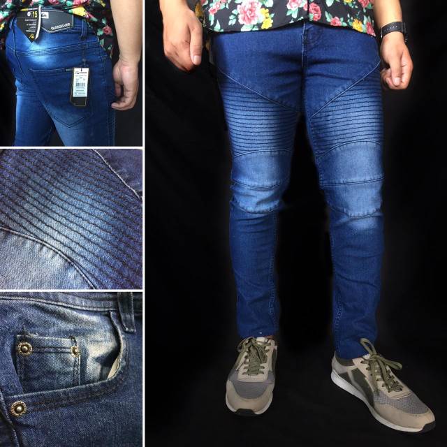 Celana Jeans Bikers Panjang Distro Slimfit Pensil Bahan Stretch Size 28-34