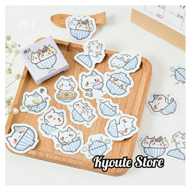 

45 pcs Sticker Cute Bowl Cat for Scrapbook DIY Bujo Journal Planner Diary Dekorasi