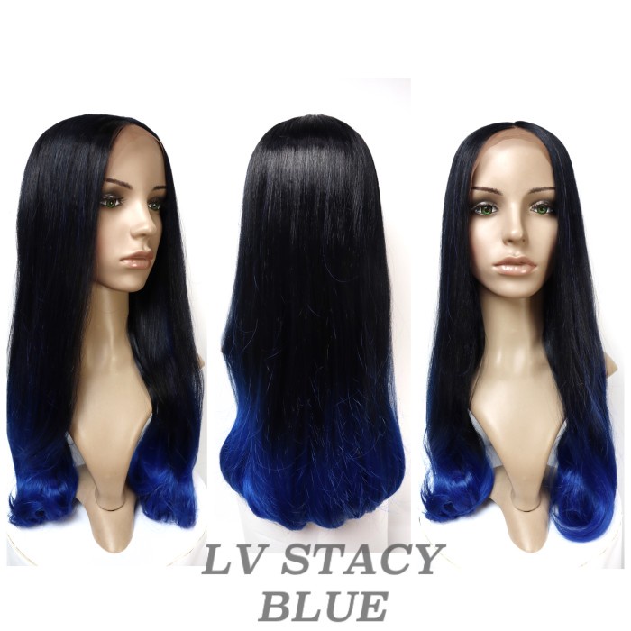 Wig Wanita Rambut Palsu Ombre Lurus Panjang Lv Stacy
