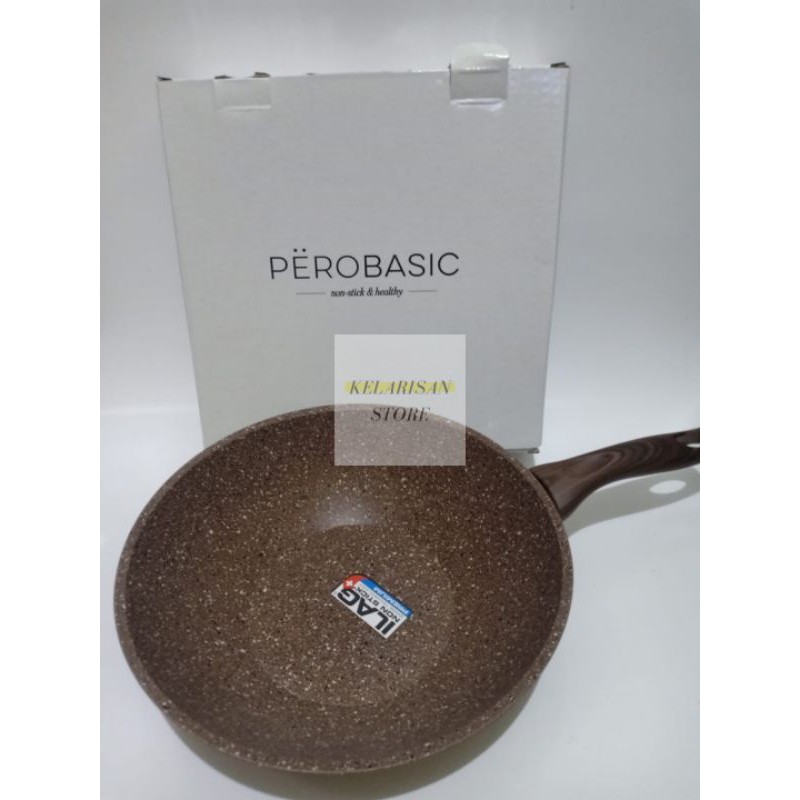 PERO Basic Wok Pan 28 cm | Deep Frypan 24 cm Biogranit ORI Wokpan Wajan Granit Anti Lengket Original