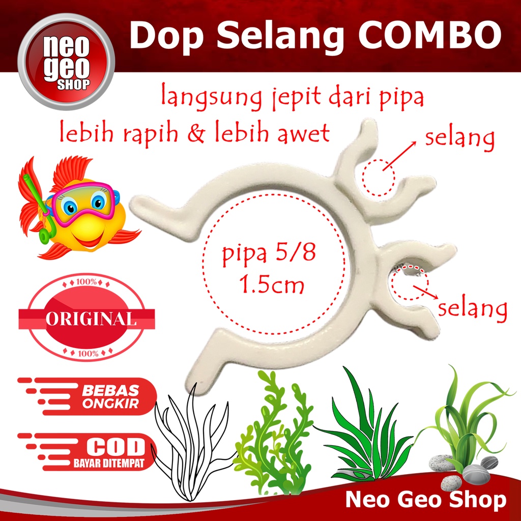 DOP SELANG COMBO tempelan penjepit klem aerator hidroponik aquarium aquascape