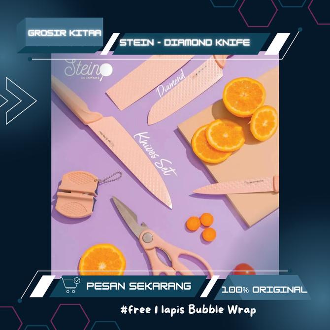 STEINCOOKWARE PISAU DIAMOND KNIVES 6 IN 1 PISAU Set Pink Steincookware masih banyak