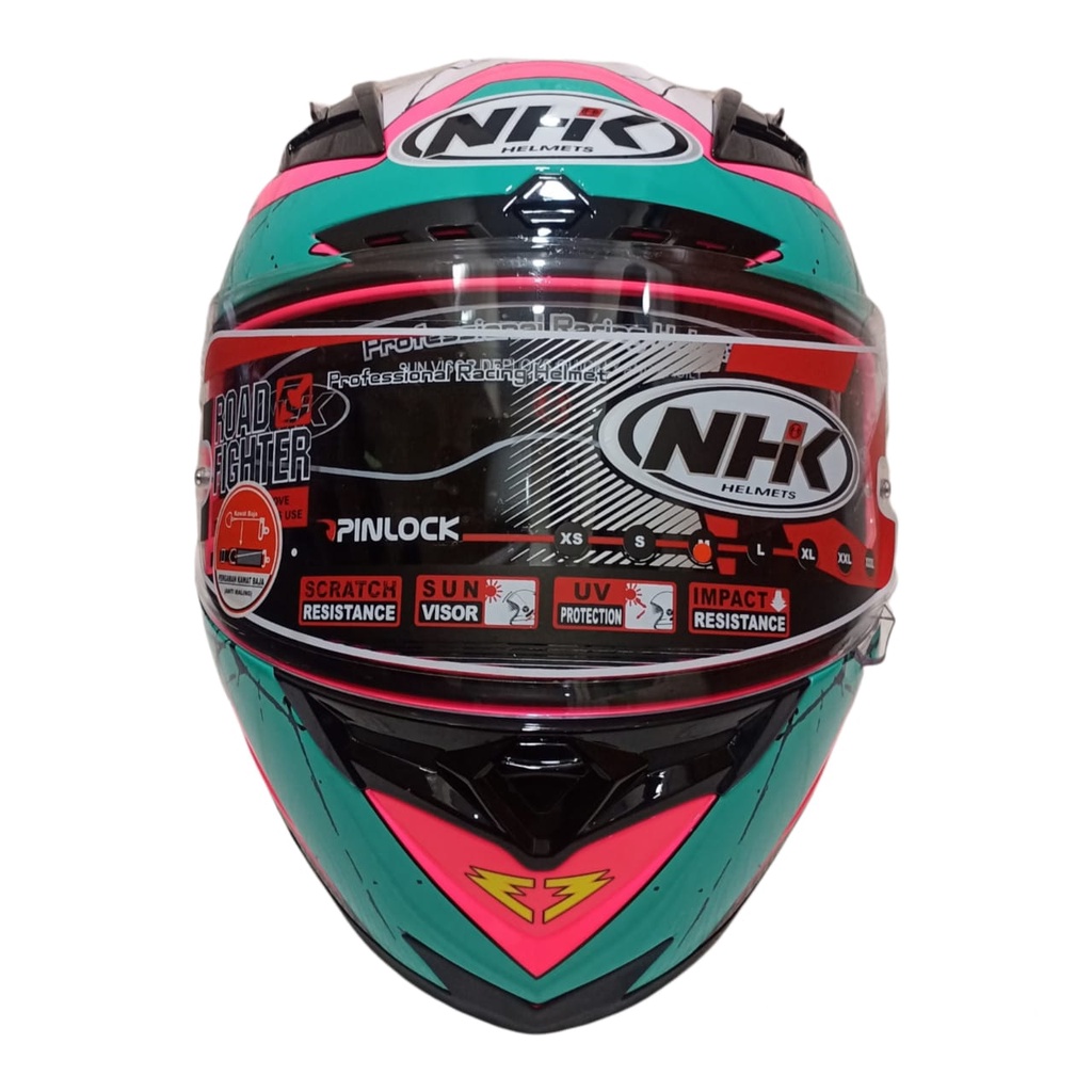 HELM NHK RX9 RACER X NINE RAVEN PINK FLO TOSCA YELLOW DOUBLE VISOR FULL FACE ORIGINAL SNI