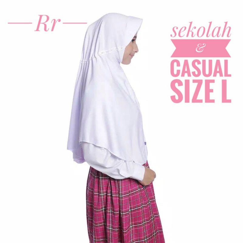 Jilbab Kerudung Anak Sekolah Serut Pita Model RABBANI Inova Size L