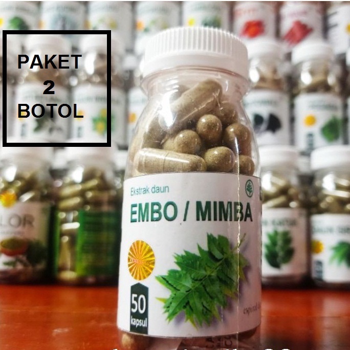 

KAPSUL DAUN EMBO/MIMBA nemm kapsul herbal suplemen kesehatan obat segala benjolan dan penyakit kulit 1 Paket 2 botol