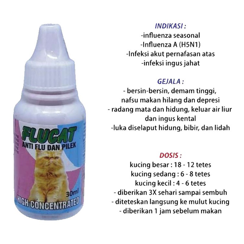 Obat FLU dan PILEK Pada kucing/Bersin/ FLUCAT 30ml