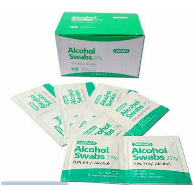 Jual Alkohol Swabs OneMed 1 lembar isi 2 Ply 70 Ethyl Alchohol