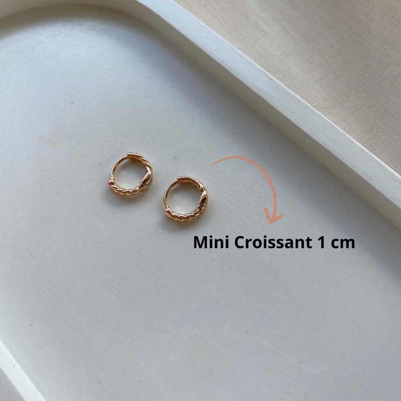 Anting Rose Gold Rhodium Anti Karat Croissant - Croissant Hoop