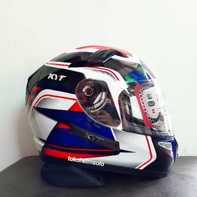 Helm KYT K2 Rider SuperFluo Seri 2 Carbon Black Blue