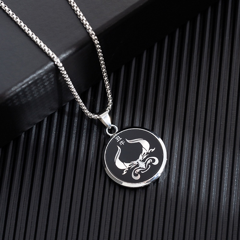 XiaoboACC 12 Chinese Zodiac Stainless Steel Pendant Necklace - 60CM