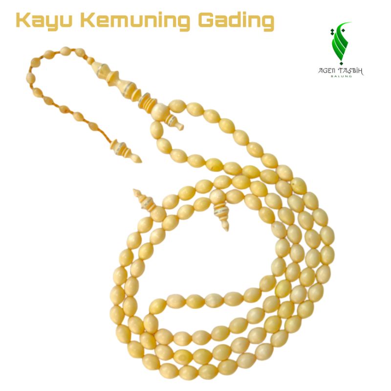 Tasbih Kayu Kemuning Gading Oval Jumbo Super Size 10mm x 13mm ORIGINAL