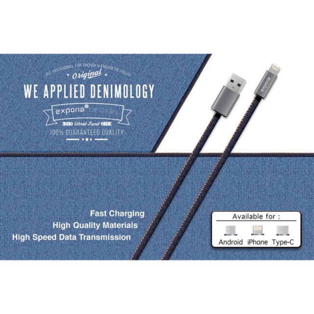 Kabel Data Charging Fast Charging / Denim Kabel / Original Exporia Design / Fast charging kabel