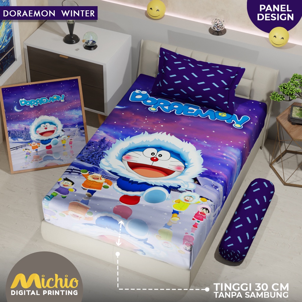 Michio Digital Printing Sprei Uk 120 T 30 - Doraemon Winter