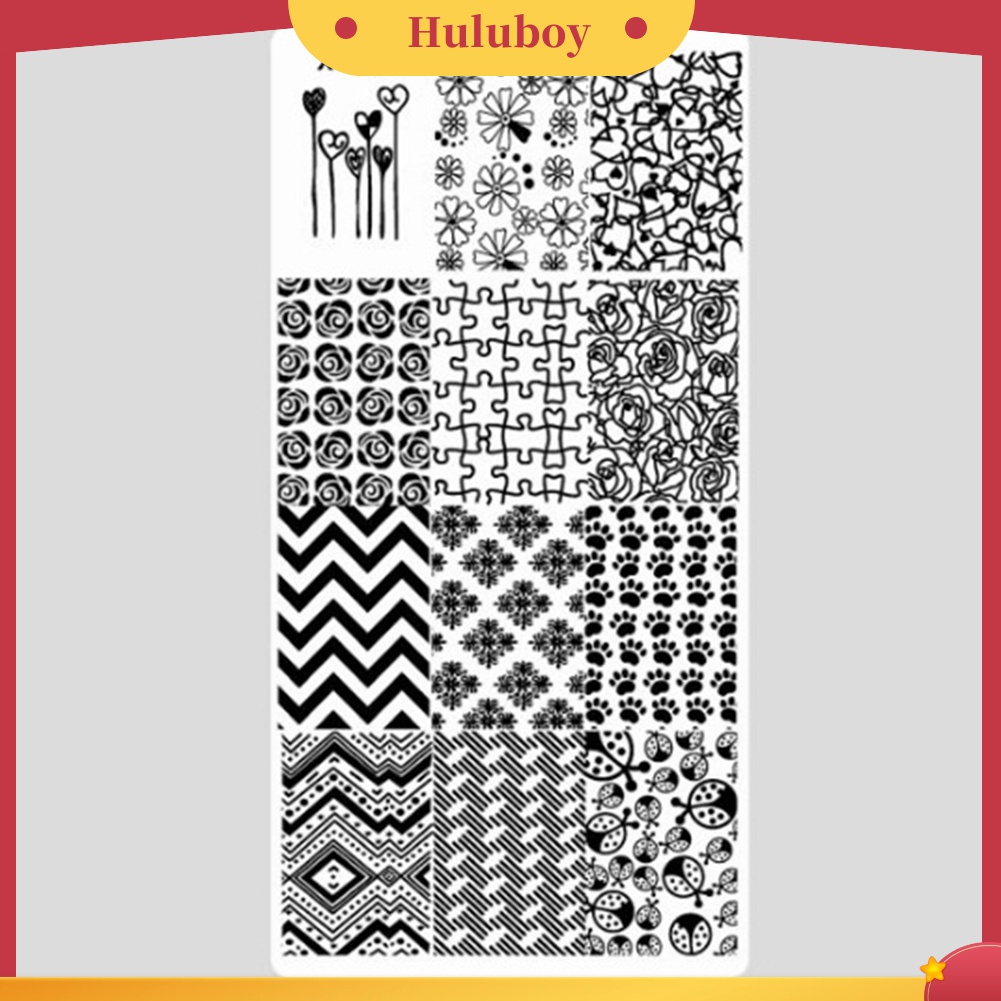 Huluboy Huluboy♡ Plat Stempel Cetakan Kuteks Nail Art Manicure Untuk Wanita