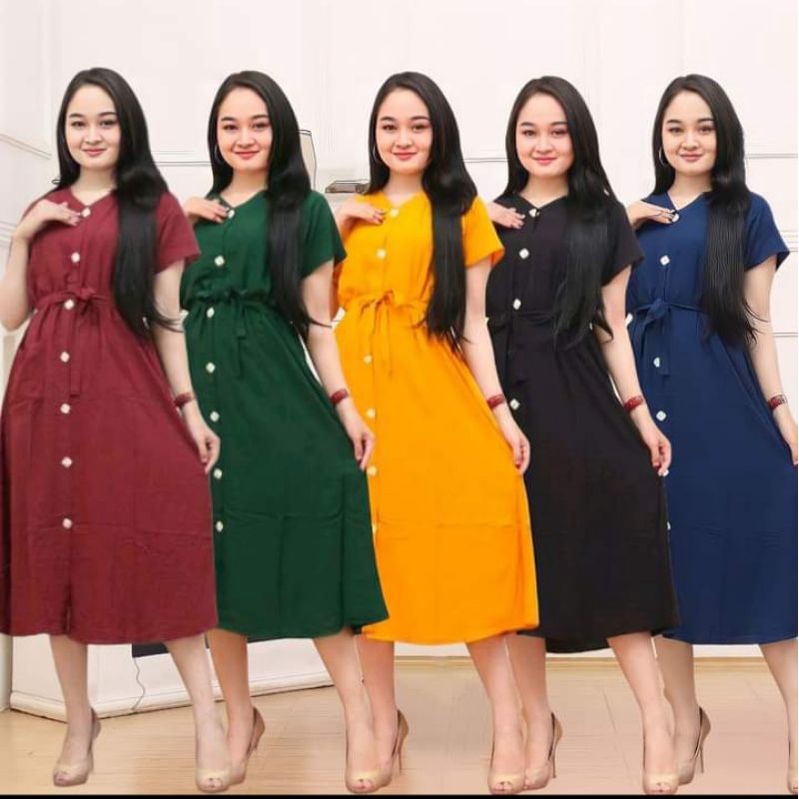 Daster Andin Polos Kancing Depan Tali Samping/Melingkar