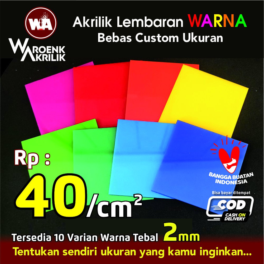 Akrilik Lembaran Warna Acrylic custom 2mm